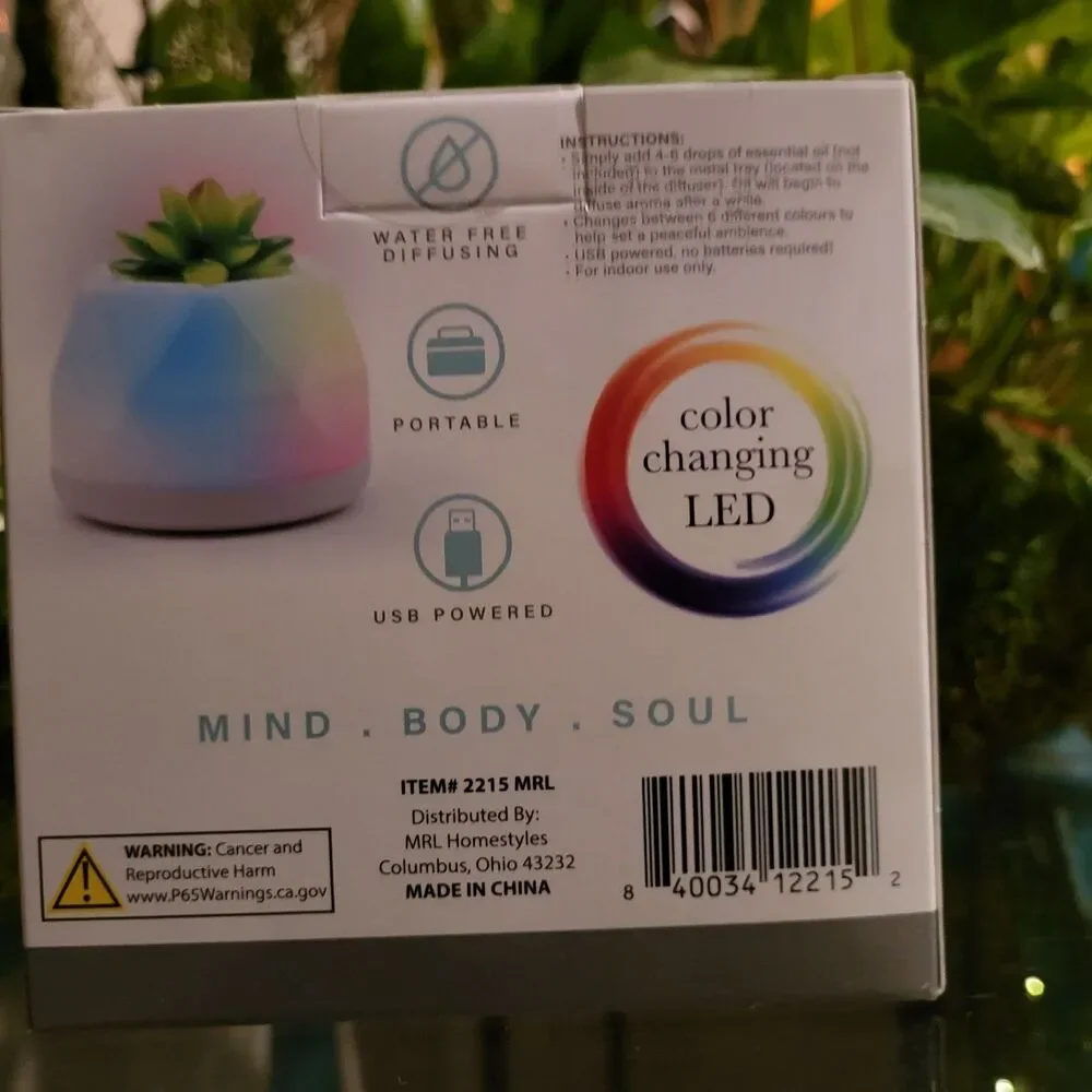 Succulent Color-Changing Night Light Lamp Waterless Essential Oil Diffuser Aroma